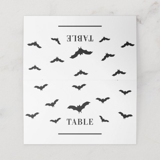 Schwarze Fledermäuse und Niedliches Halloween-Part Platzkarte (Außenseite Aufgefaltet)