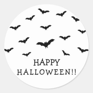 Schwarze Fledermäuse & Weiße Hübsche Halloween-Par Runder Aufkleber
