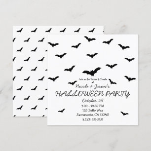Schwarze Fledermäuse & Weiße Süße Halloween-Party Einladung