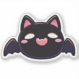 Schwarze Fledermauskatze - Kawaii fliegendes Kätzc Aufkleber