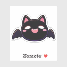 Schwarze Fledermauskatze - Kawaii fliegendes Kätzc Aufkleber