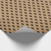 Schwarze Fleur-de-lis auf Kamelbraun Geschenkpapier (Ecke)