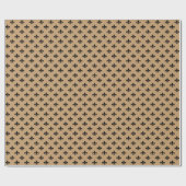 Schwarze Fleur-de-lis auf Kamelbraun Geschenkpapier (Flach)