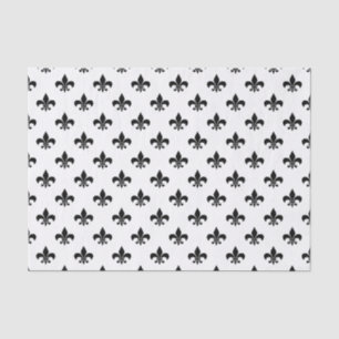 Schwarze Fleur-de-lis auf Weiß Seidenpapier