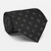 Schwarze Fleur-de-lis-Beerdigung Krawatte (Gerollt)