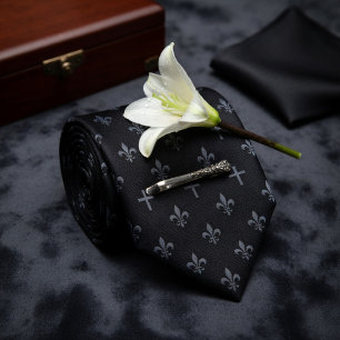 Schwarze Fleur-de-lis-Begräbnis-Krawatte Krawatte