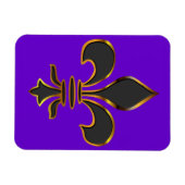 Schwarze Fleur-de-lis in Gold getrimmt Magnet (Horizontal)