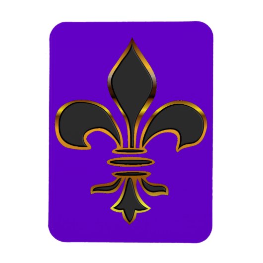 Schwarze Fleur-de-lis in Gold getrimmt Magnet (Vertikal)