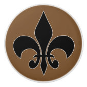 Schwarze Fleur-de-Lis-Keramik Keramikknauf (Vorderseite)