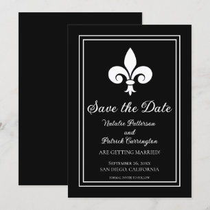 Schwarze Fleur-de-Lis-Save-the-Date-Einladung Einladung