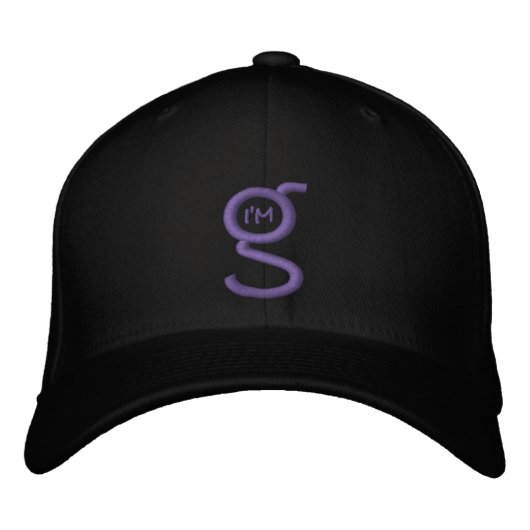 Schwarze Flex-Fit-Cap mit grauem besticktem Logo Bestickte Kappe (Vorderseite)