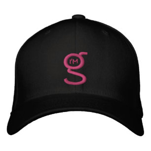 Schwarze Flex Fit Cap mit rosa besticktem Logo Bestickte Kappe