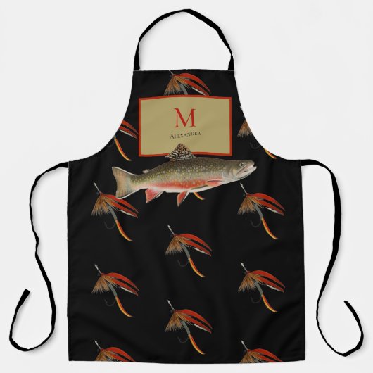 Schwarze Fliegengefangene Forellen Fischer Fliegen Schürze (Vorderseite)