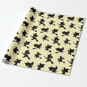 Schwarze Fliegerwitze Silhouette Halloween im Zimm Geschenkpapier