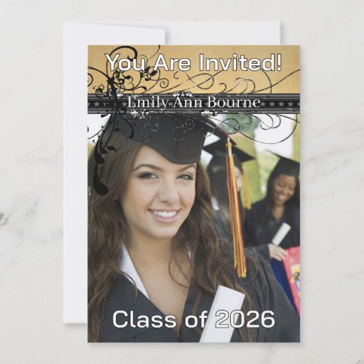 Schwarze flippige elegante Wirbel-Änderung am Einladung (Vorderseite)