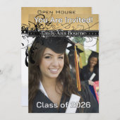 Schwarze flippige elegante Wirbel-Änderung am Einladung (Vorne/Hinten)