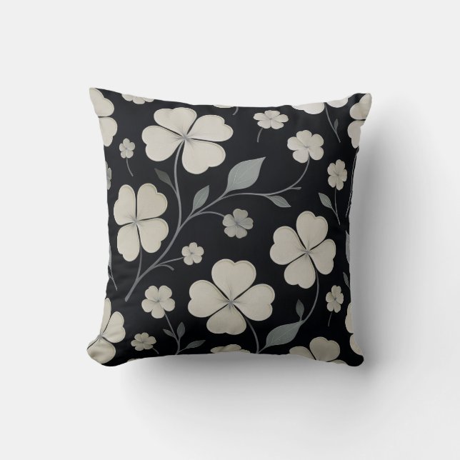 Schwarze Flora Akzente Pillow Ai Design Kissen (Vorderseite)