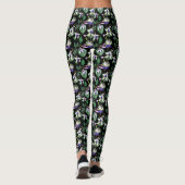Schwarze Flora Fuchsia Wasserfarbe Leggings (Rückseite)