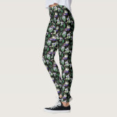 Schwarze Flora Fuchsia Wasserfarbe Leggings (Links)