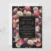 Schwarze Flora glücklich je nach Hochzeit Empfang Einladung (Vorderseite)