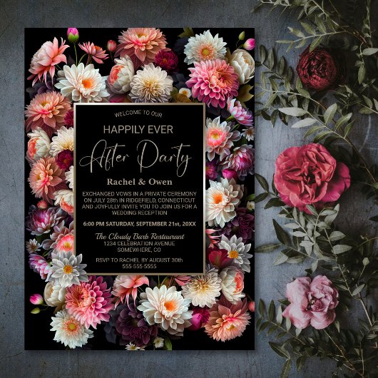 Schwarze Flora glücklich je nach Hochzeit Empfang Einladung