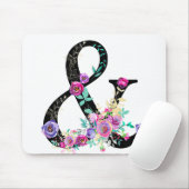 Schwarze Flora Moderne Ampersand Chic Rustikales L Mousepad (Mit Mouse)