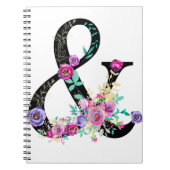 Schwarze Flora Moderne Ampersand Chic Rustikales L Notizblock (Vorderseite)