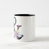 Schwarze Flora Moderne Ampersand Chic Rustikales L Zweifarbige Tasse (Mittel)
