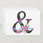 Schwarze Flora Moderne Ampersand Chic Spring Weddi Einladung (Rückseite)