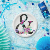 Schwarze Flora Moderne Ampersand Chic Spring Weddi Pappteller (Party)