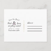 Schwarze Flora Moderne Ampersandfarben Save the Da Ankündigungspostkarte (Rückseite)