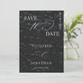 Schwarze Flora Moderne Elegant Save the Date (Stehend Vorderseite)