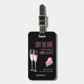 Schwarze Flora Moderne Elegante Hochzeit Save the Gepäckanhänger (Vorderseite vertikal)