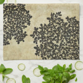 Schwarze Flora Vintag Geschirrtuch (Gefaltet)