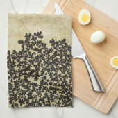 Schwarze Flora Vintag Geschirrtuch (Viertel Falte)