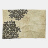 Schwarze Flora Vintag Geschirrtuch (Horizontal)