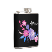 Schwarze Floral Custom Monoask Flachmann (Rechts)