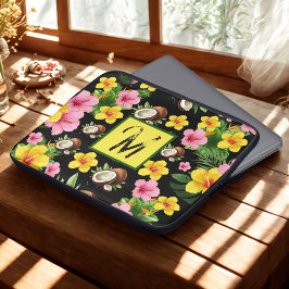 Schwarze Floral Laptopschutzhülle