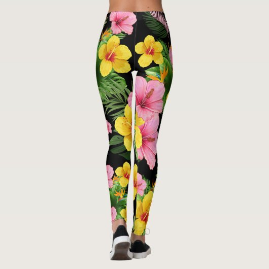 Schwarze Floral Leggings (Rückseite)