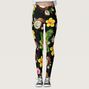 Schwarze Floral Leggings