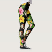 Schwarze Floral Leggings (Rechts)