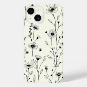 Schwarze Floral Line-Art-Creme-iPhone-Hülle Case-Mate iPhone 14 Hülle