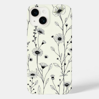Schwarze Floral Line-Art-Creme-iPhone-Hülle Case-Mate iPhone 14 Hülle