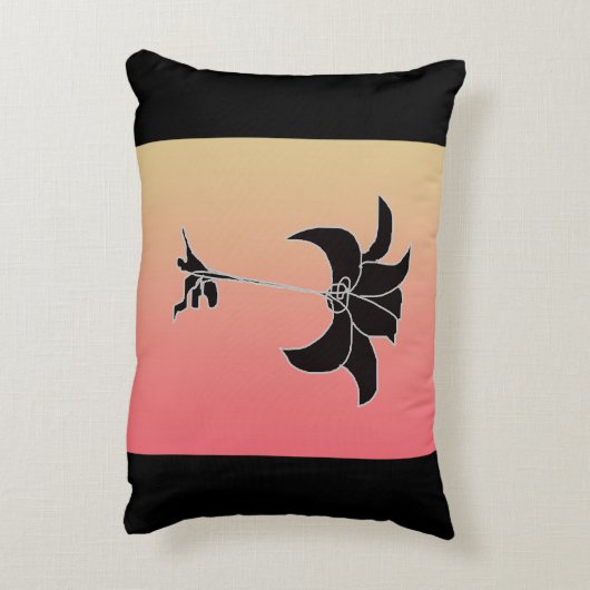 Schwarze floral Pastel Gradient Dekokissen (Rückseite(Vertikal))