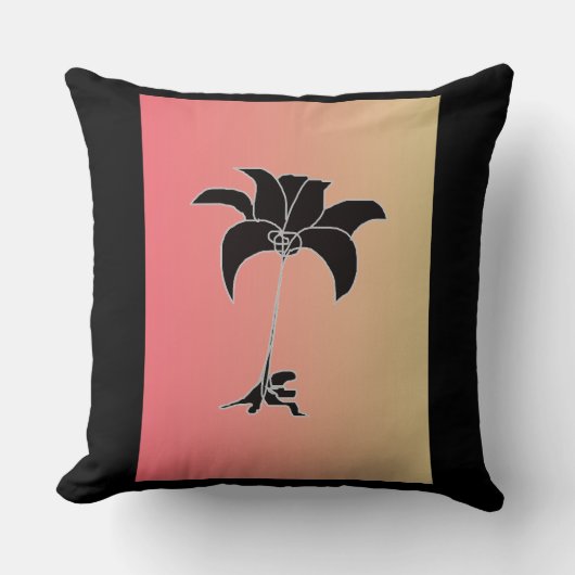 Schwarze floral Pastel Gradient Kissen (Vorderseite)