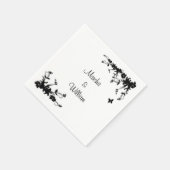 Schwarze Floral Serviette (Ecke)