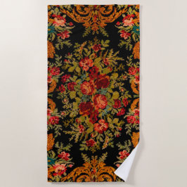 Schwarze Floral Strandtuch