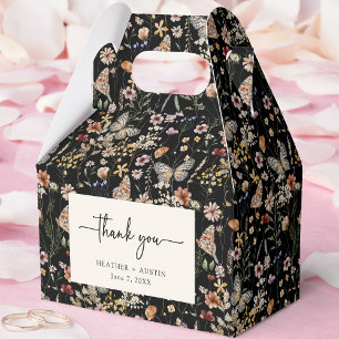 Schwarze Florale Boho-Geschenkbox für die Hochzeit Geschenkschachtel