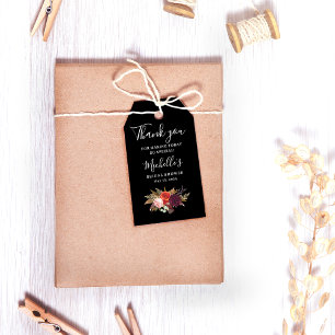 Schwarze florale Dankeschön-Braut- Dusche  Geschenkanhänger