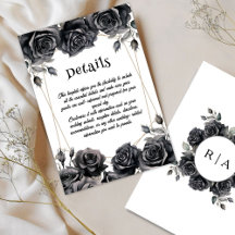 Schwarze florale gotische Hochzeitskarten